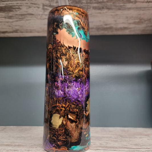 30oz Skinny- Teal, Purple Brown swirl